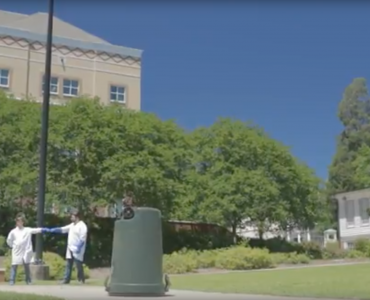 Principles of physics demonstrated through trash can explosion