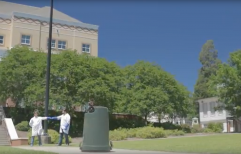 Principles of physics demonstrated through trash can explosion