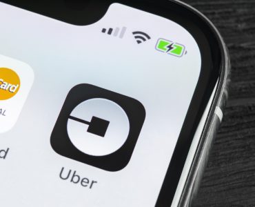 Close up of Uber app on phone